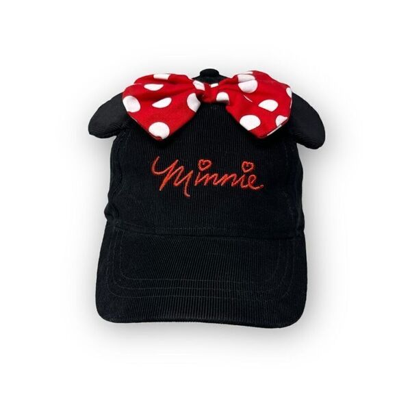 Disney Minnie Mouse Youth Baseball Black Hat Cap Ears Polka Dot Red Bow OSFM - Picture 2 of 7